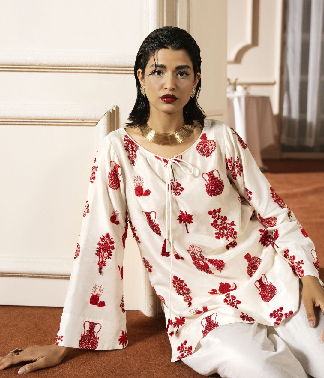 Ivory Crimson – Kurta Set - Image 7